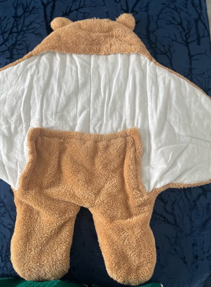 Kahverengi Kapüşonlu Bebek Battaniyesi - Görsel 2