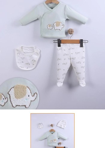 Nakışlı Fil Desenli Bebek Takımı