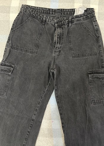 Siyah bol paça kot pantolon - Görsel 2