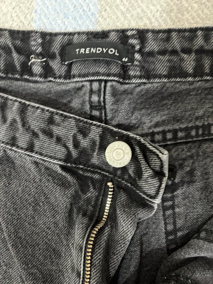 Siyah bol paça kot pantolon - Görsel 3