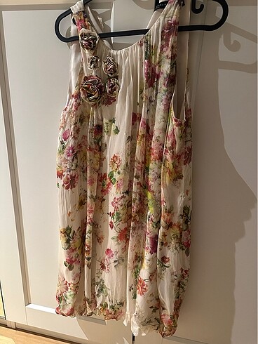 Zara ipek çiçekli balon elbise