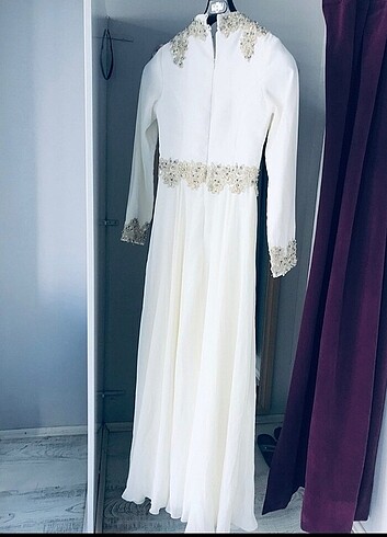 Kırık beyaz abiye elbise  - Görsel 4