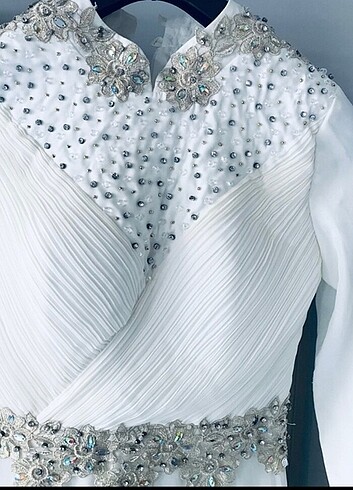 Kırık beyaz abiye elbise  - Görsel 7