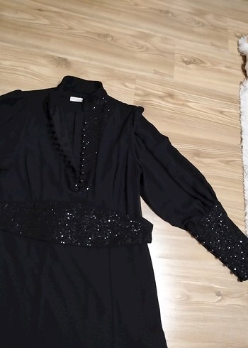 40 Beden Siyah Uzun Kollu Gotik Kadın Elbise