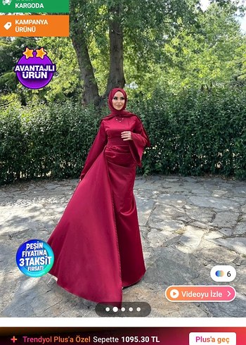 Bordo Uzun Kollu Drapeli Abiye Elbise - Görsel 3