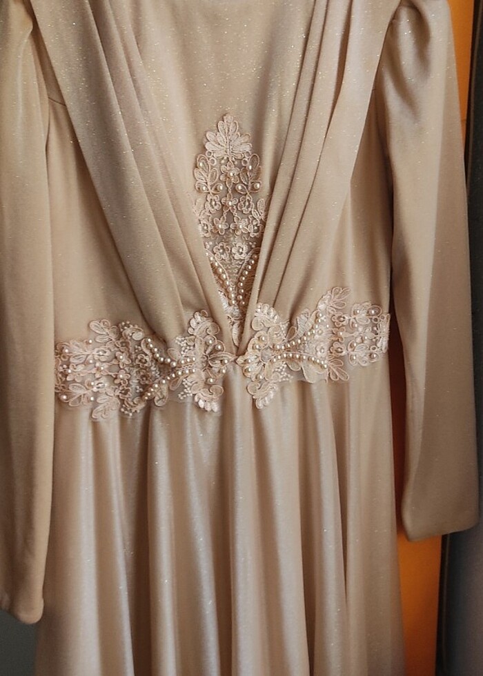 Simli Tüllü Tesettür Abiye - Görsel 3