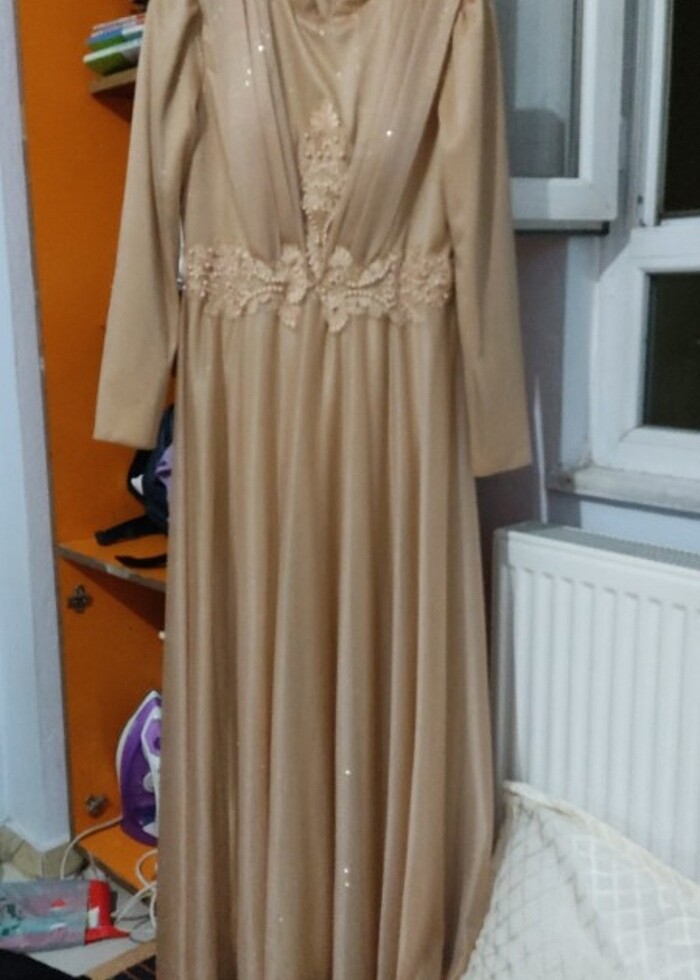 Simli Tüllü Tesettür Abiye - Görsel 5