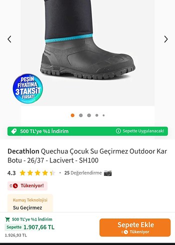 Decathlon Quechua Çocuk Su Geçirmez Outdoor Kar Botu