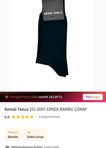 Kemal Tanca Erkek Siyah Bambu Soket Çorap