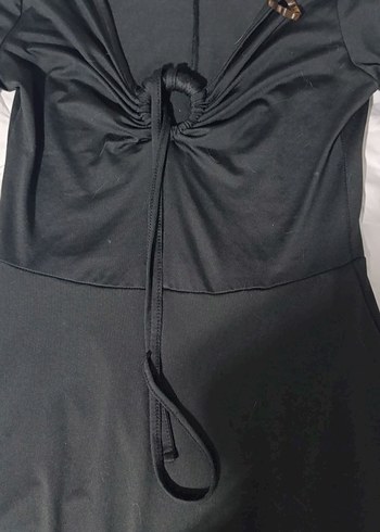 Siyah Gotik V Yaka Uzun Kollu şort etek Tulum - Görsel 3