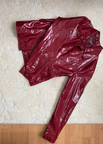 Diğer Bordo Parlak Uzun Kollu Ceket