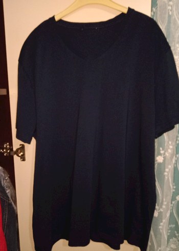 Erkek Lacivert Oversize V Yaka T-shirt