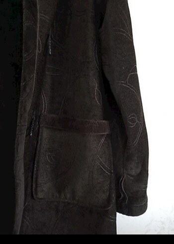 Düğmeli Kahverengi Süet Kadın Kaban - Görsel 5