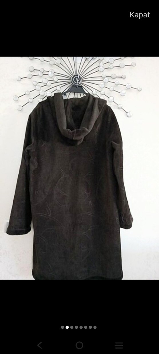 Düğmeli Kahverengi Süet Kadın Kaban - Görsel 2