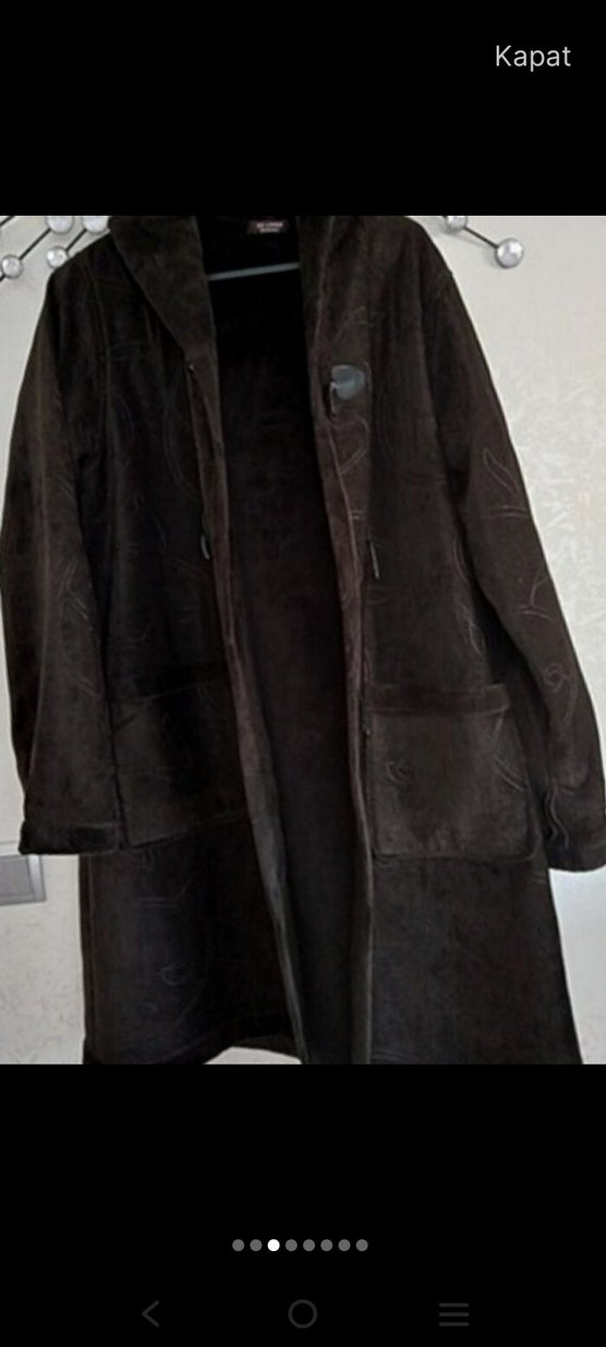 Düğmeli Kahverengi Süet Kadın Kaban - Görsel 3