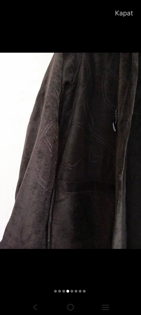 Düğmeli Kahverengi Süet Kadın Kaban - Görsel 4