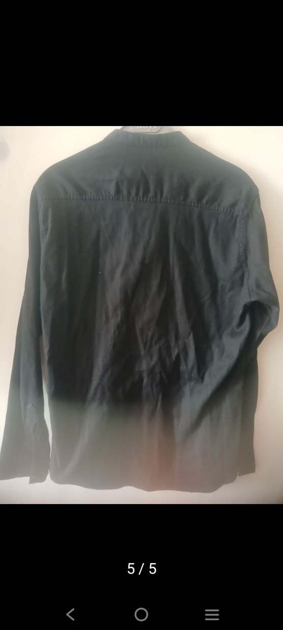 Siyah Erkek Gömlek Uzun Kollu Düğmeli - Görsel 2