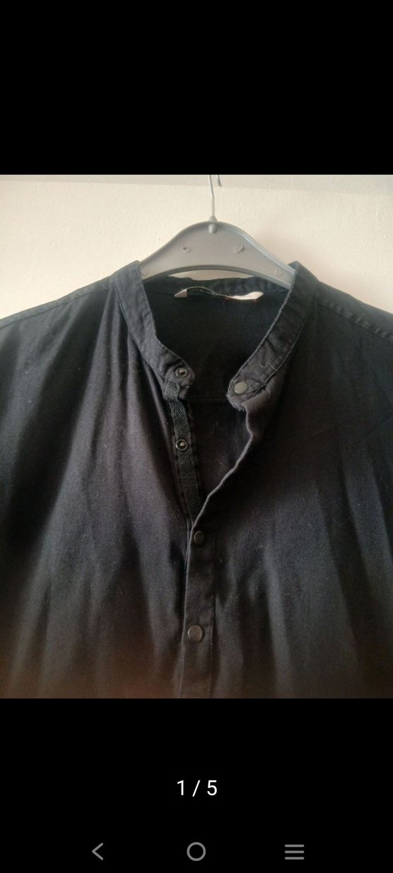 Siyah Erkek Gömlek Uzun Kollu Düğmeli - Görsel 5