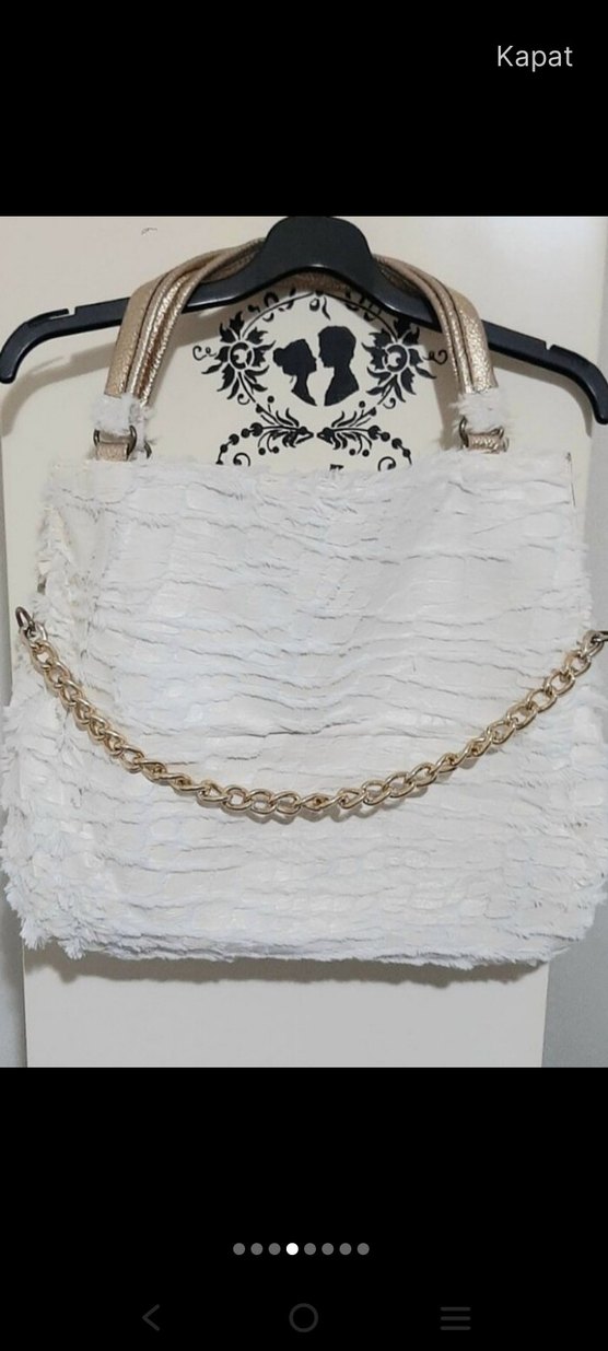 Zincir Detaylı Beyaz Kadın Çanta - Görsel 4