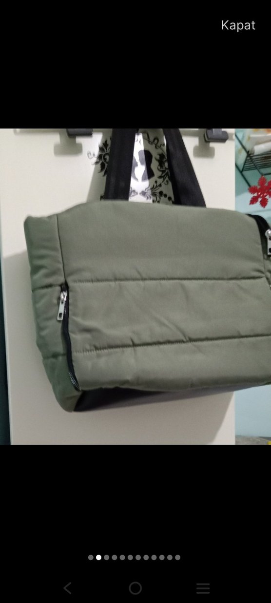 Fermuarlı Haki Kadın Omuz Çantası - Görsel 2