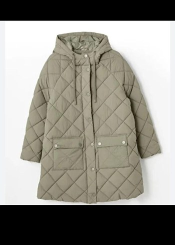 Kapüşonlu Kadın Haki Mont - Görsel 6