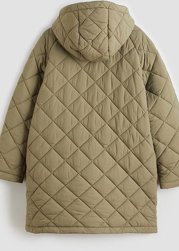 Kapüşonlu Kadın Haki Mont - Görsel 5