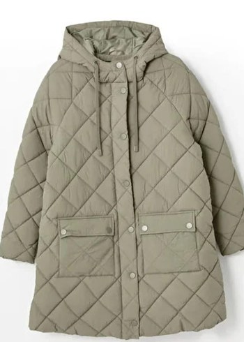 Kapüşonlu Kadın Haki Mont - Görsel 2