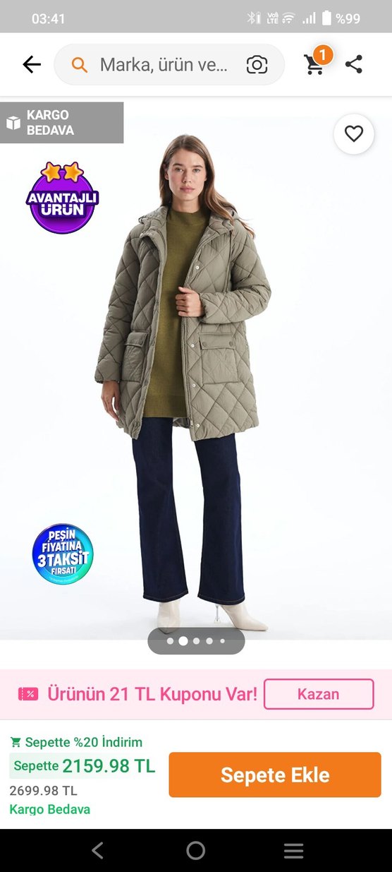 Kapüşonlu Kadın Haki Mont - Görsel 4