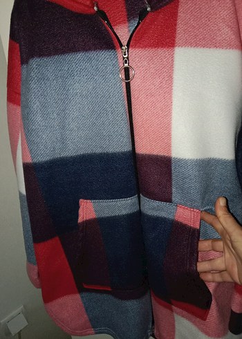 Kapüşonlu Renkli Ekose Midi Ceket - Görsel 2