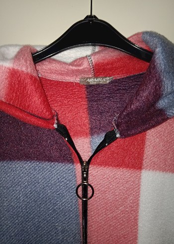 Kapüşonlu Renkli Ekose Midi Ceket - Görsel 5