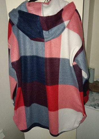 Kapüşonlu Renkli Ekose Midi Ceket - Görsel 6