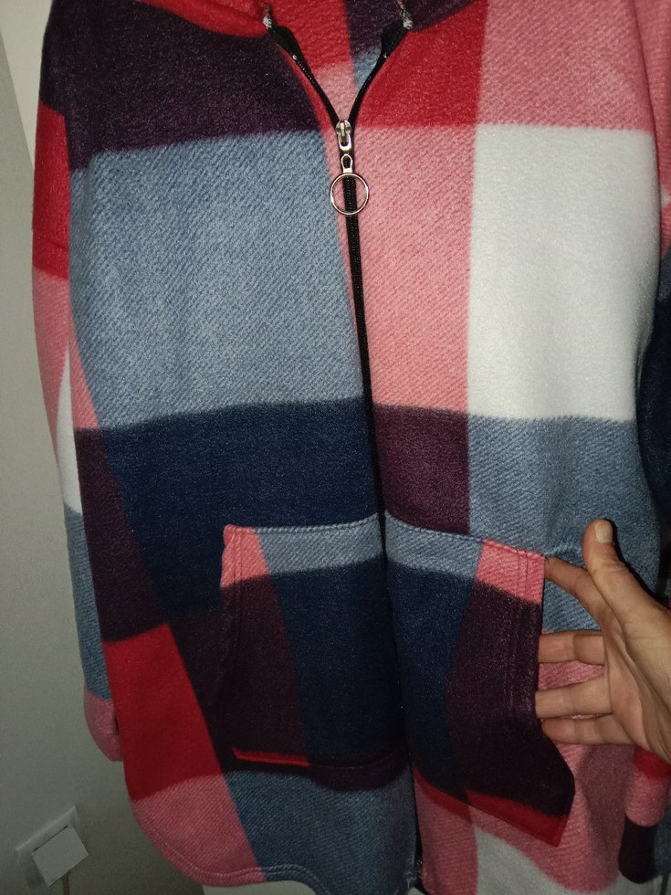 Kapüşonlu Renkli Ekose Midi Ceket - Görsel 2