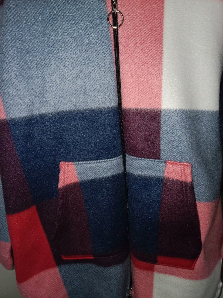 Kapüşonlu Renkli Ekose Midi Ceket - Görsel 3