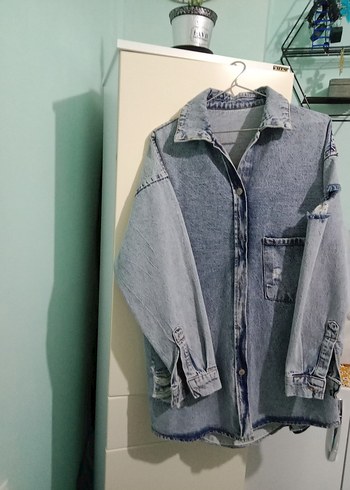 Düğmeli Gri Kadın Denim Ceket( Son fiyat) - Görsel 8