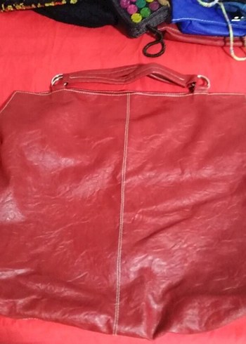 Diğer Zincir Detaylı koyu kırmızı Deri Kadın Çanta