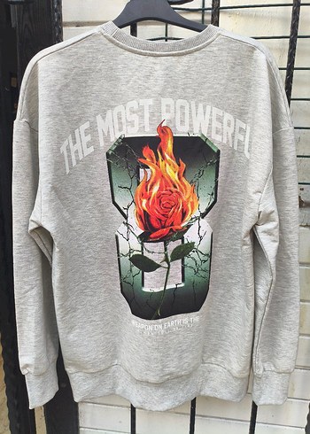 Gri Baskılı unısex Sweatshirt