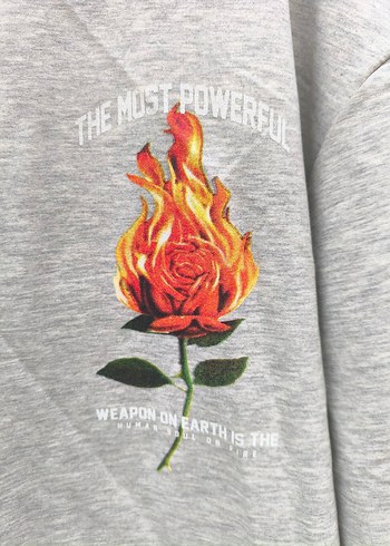 Diğer Gri Baskılı unısex Sweatshirt
