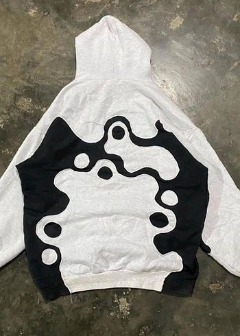 Nike Baskılı Gri Beyaz Kapüşonlu Sweatshirt