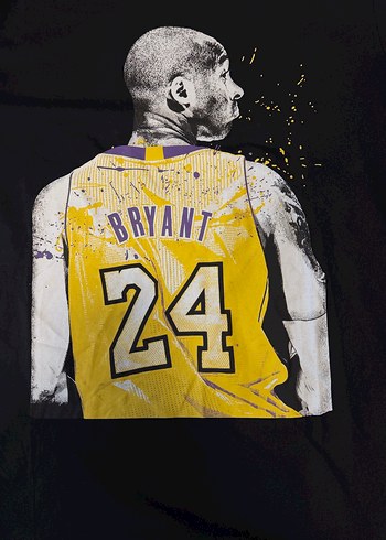 Siyah Baskılı Erkek Tişört 24 Bryant - Görsel 2