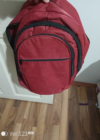 Bordo orta ve lise çantası Fermuarlı