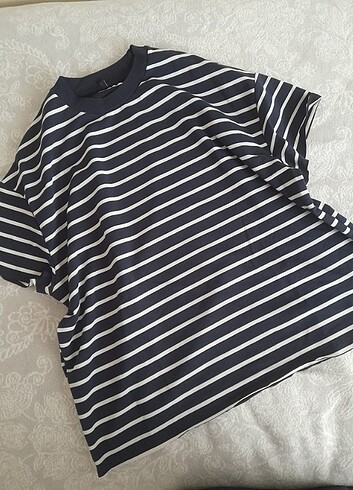 unisex çizgili oversize tişört