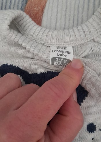 3 Ay Beden Gri Uzun Kollu Triko Bebek Tulumu