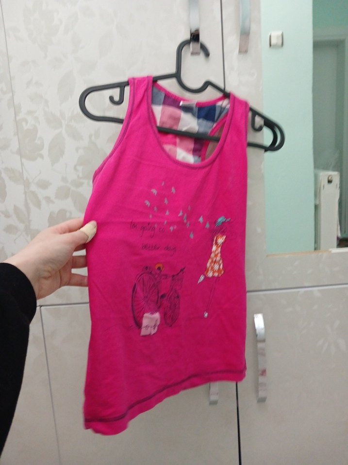 Kız Çocuk Pembe Baskılı Askısız Atlet - Görsel 2