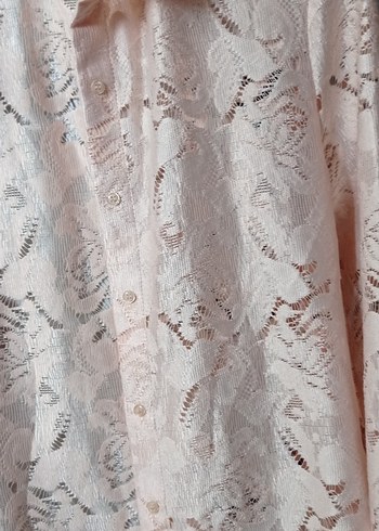 pudra pembesiDantel Uzun Kollu Bohem Kadın Elbise - Görsel 2