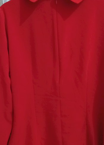 Kırmızı, Yakalı, Düğmeli Kadın Gömlek - Görsel 7
