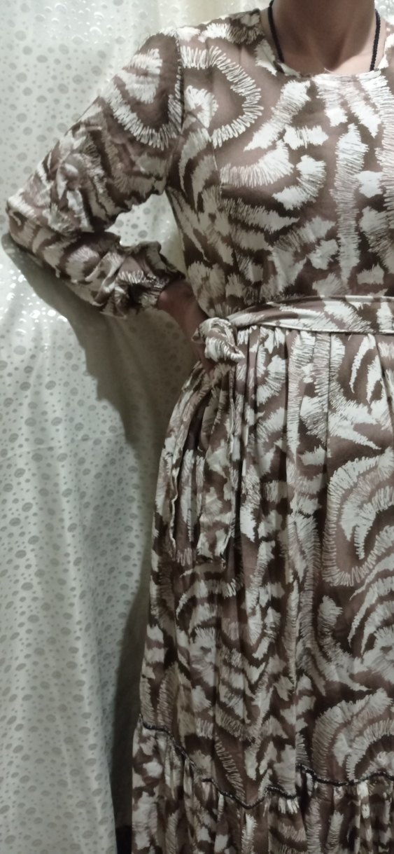 Uzun Kollu Bohem Bağlamalı Uzun Elbise - Görsel 3