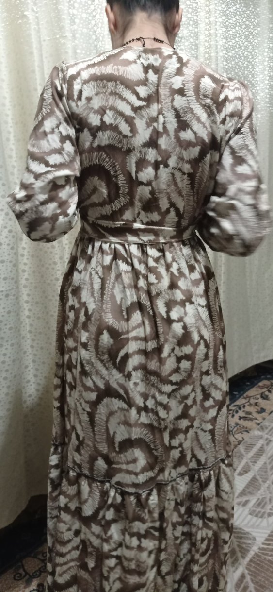 Uzun Kollu Bohem Bağlamalı Uzun Elbise - Görsel 5