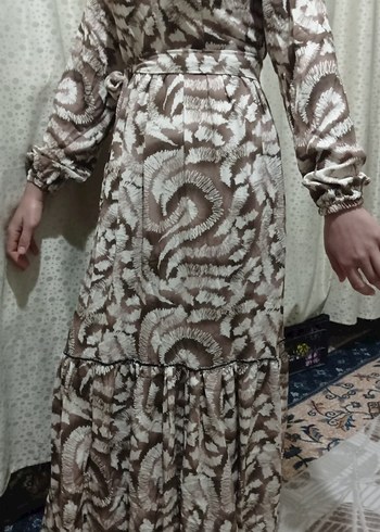 Uzun Kol Bağcıklı Bohem Uzun Elbise - Görsel 2