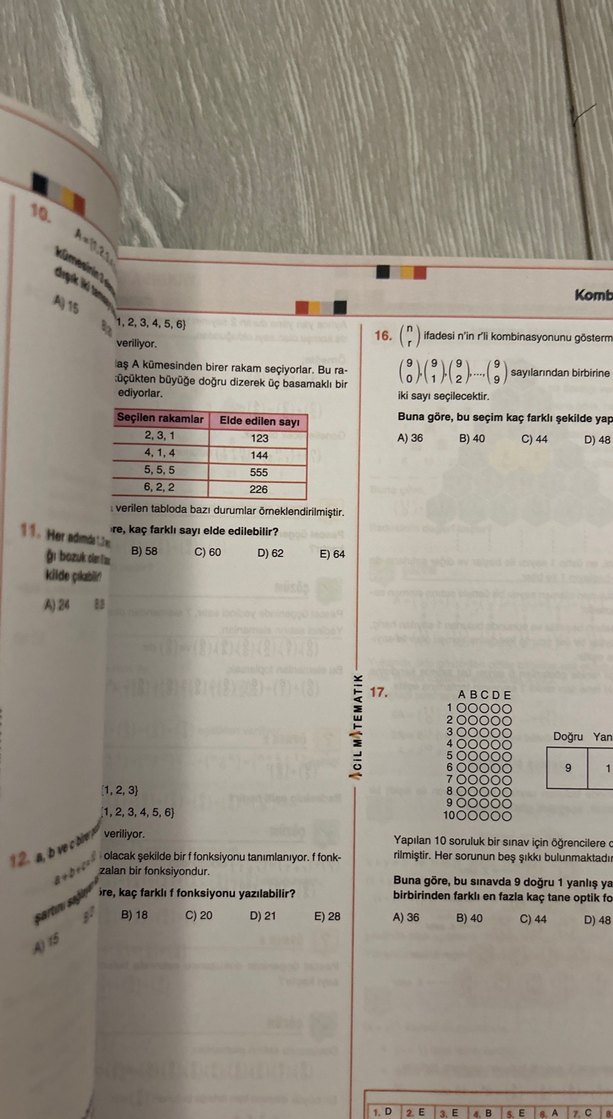 Acil Matematik Permütasyon-Kombinasyon Soru Fasikülü - Görsel 2