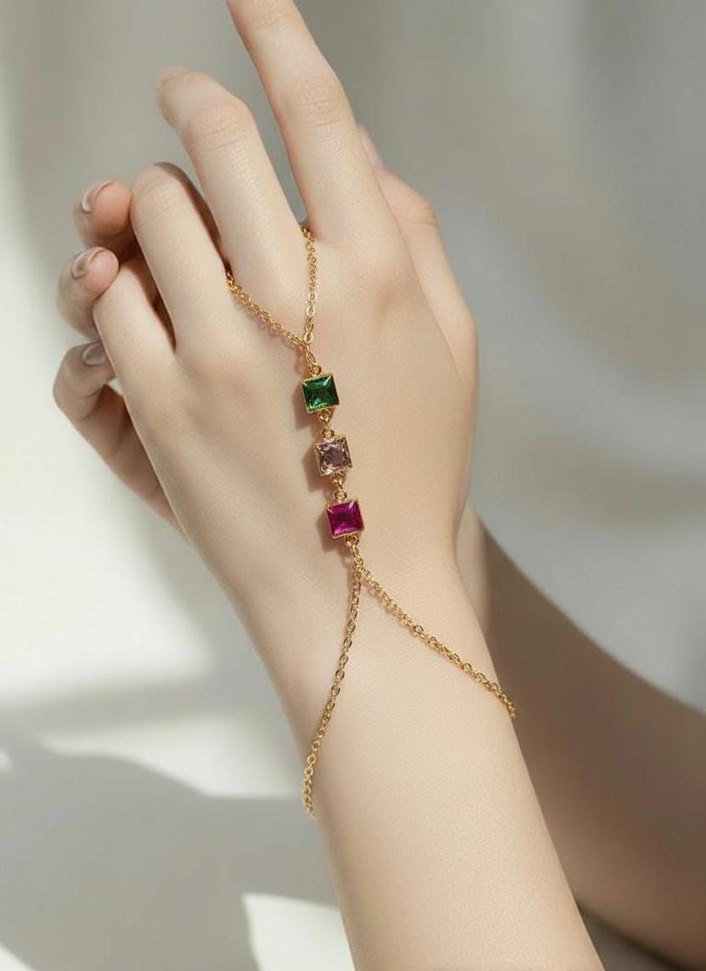 Renkli Boncuklu Bohem Kadın El Zinciri - Görsel 2